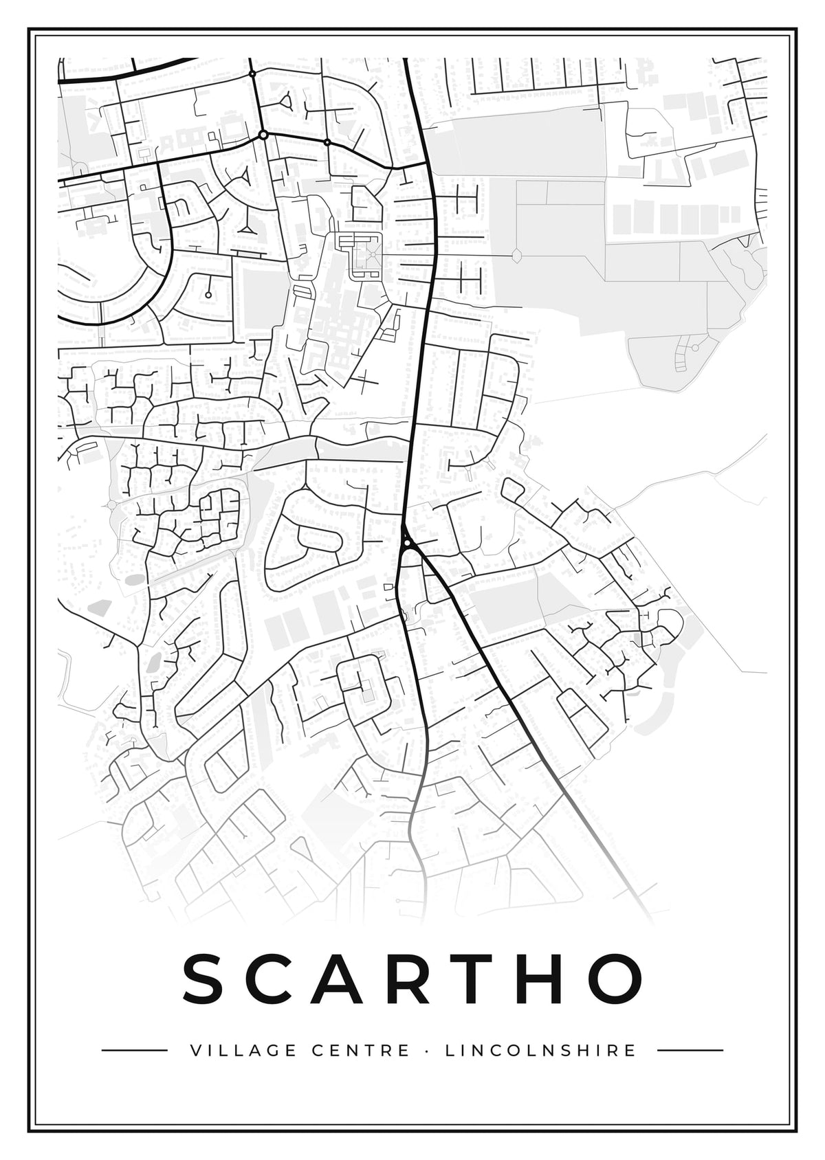 Street map poster of Scartho village centre, Lincolnshire