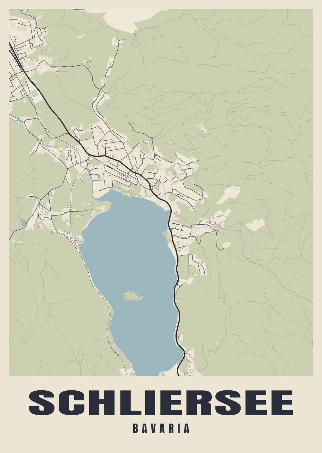 Street map poster of Schliersee, Bavaria