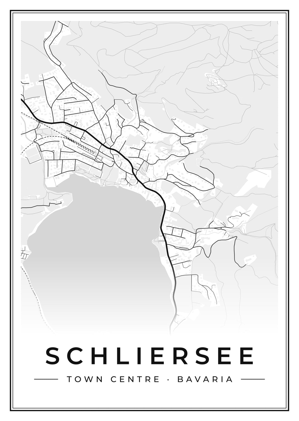 Street map poster of Schliersee town centre, Bavaria