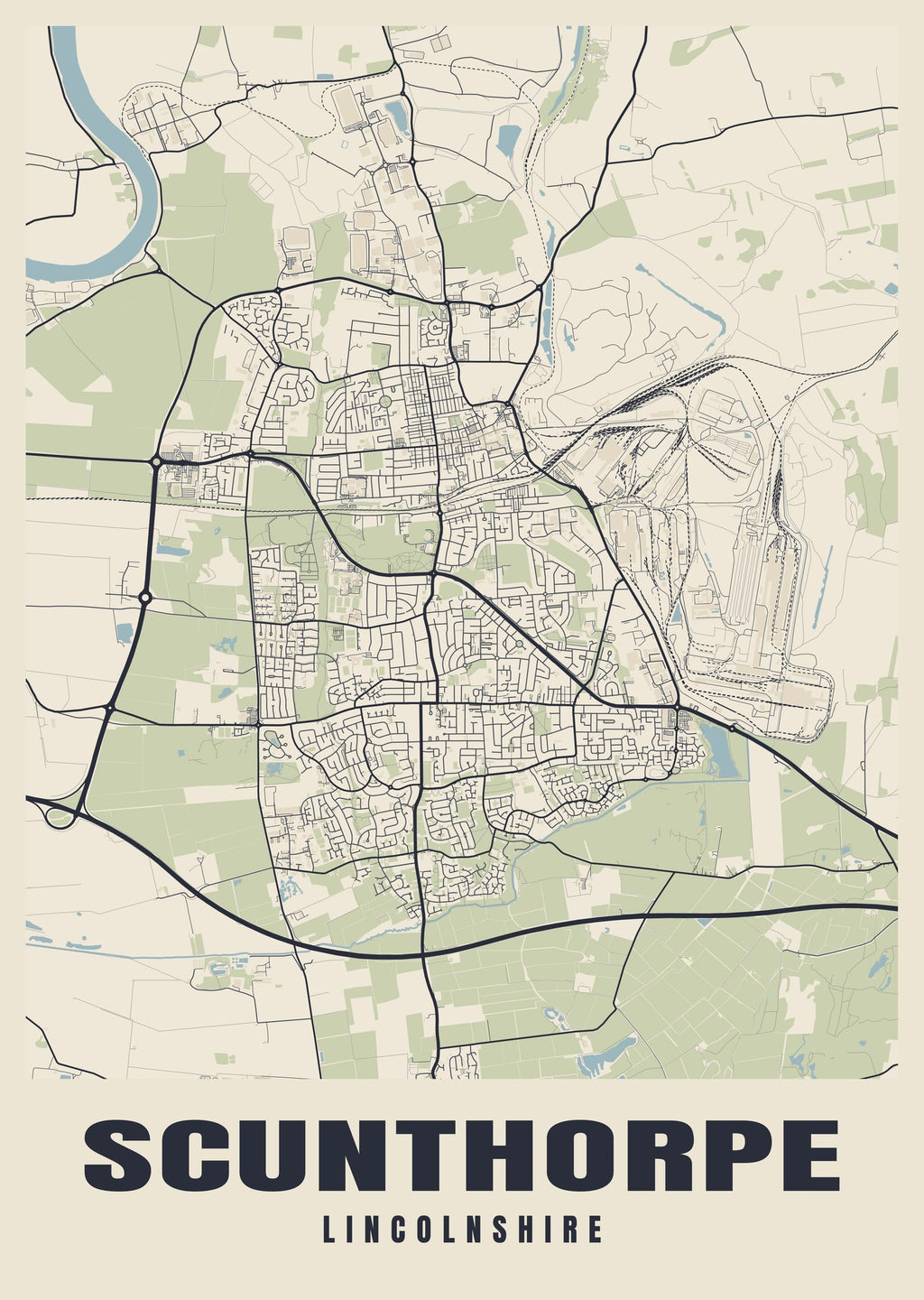Street map poster of Scunthorpe, Lincolnshire