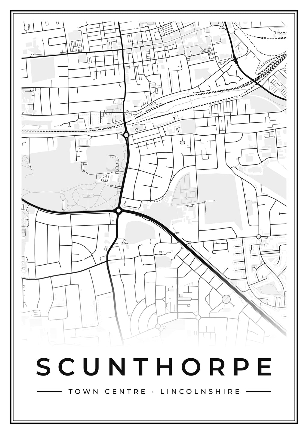 Street map poster of Scunthorpe town centre, Lincolnshire