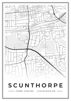 Street map poster of Scunthorpe town centre, Lincolnshire
