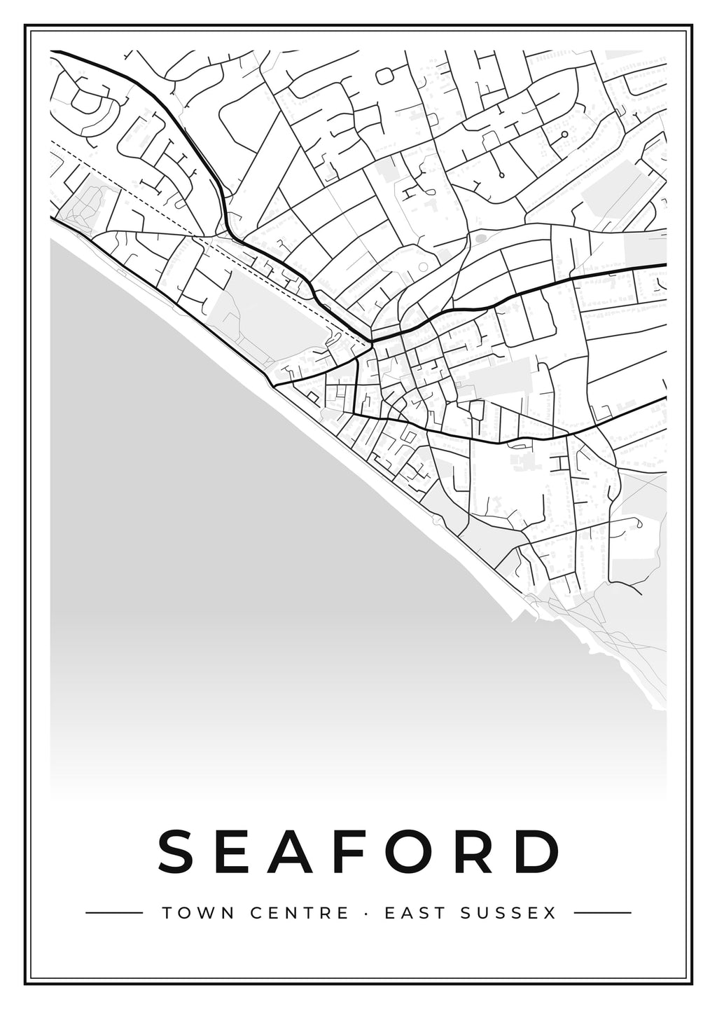 Street map poster of Seaford town centre, East Sussex