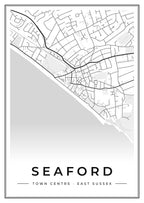 Street map poster of Seaford town centre, East Sussex