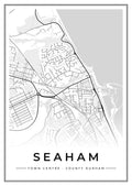 Street map poster of Seaham town centre, County Durham