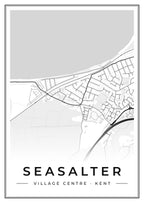 Street map poster of Seasalter village centre, Kent