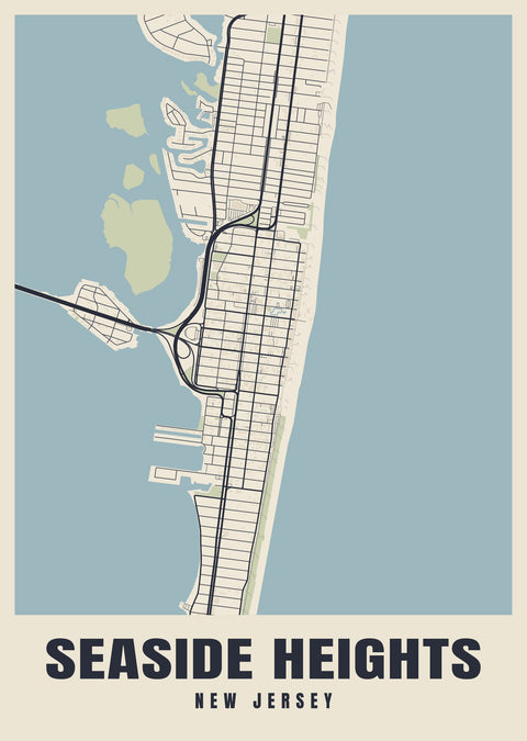 Seaside Heights Street Map Poster
