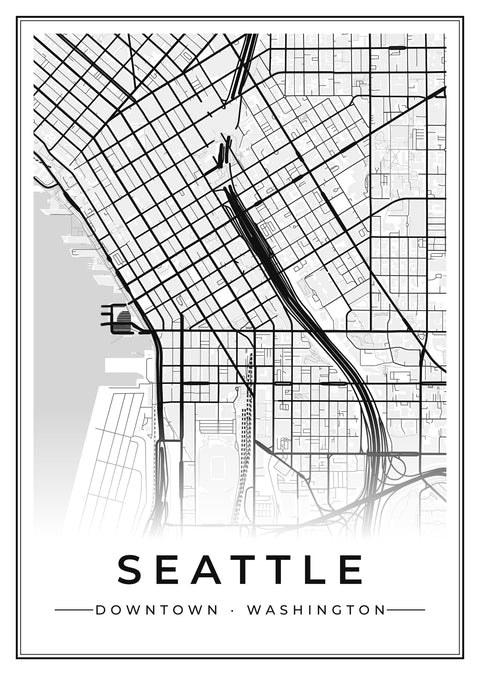 Seattle Downtown Street Map Poster