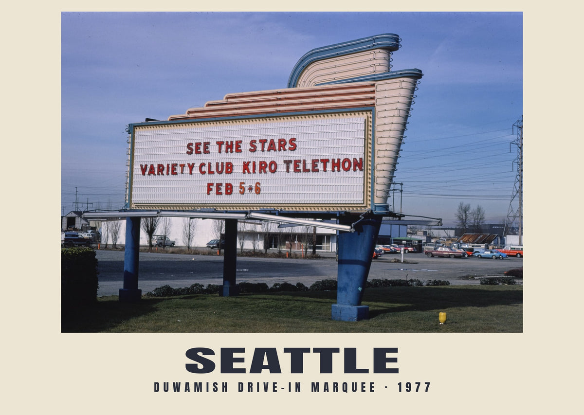 Duwamish Drive-In Marquee, Seattle, 1977 — Historic photograph print