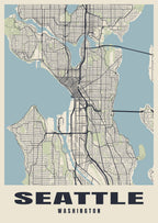 Street map poster of Seattle, Washington