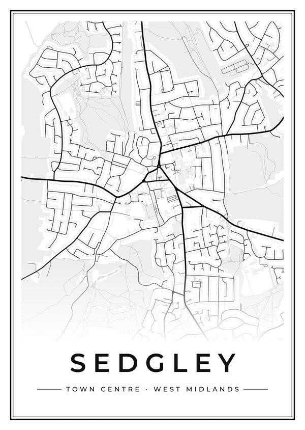 Sedgley Town Centre Street Map Poster