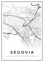 Street map poster of Segovia town centre, Castile and León