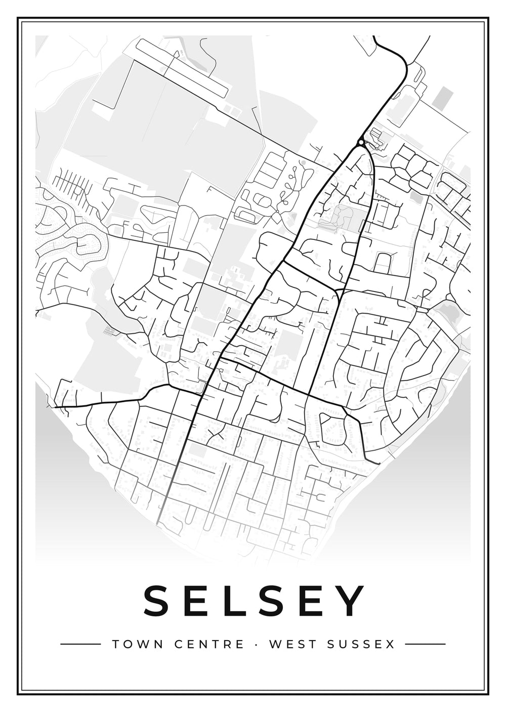 Selsey Town Centre Street Map Poster