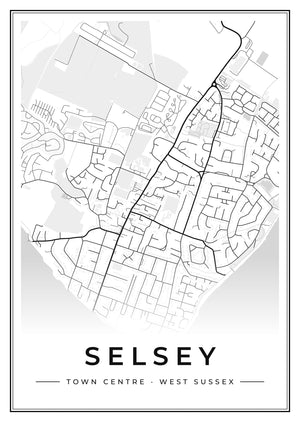 Selsey Town Centre Street Map Poster
