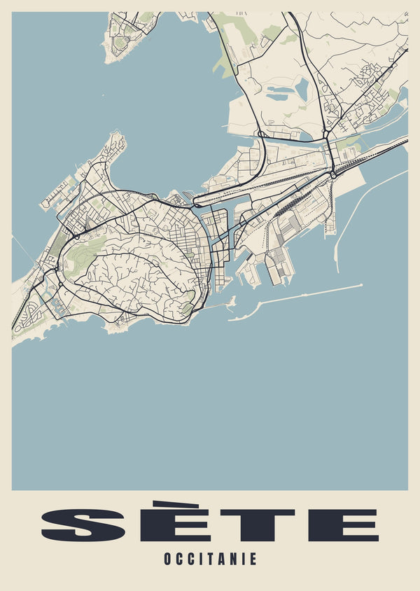 Sète Street Map Poster