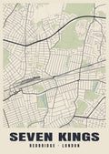 Heritage street map poster of Seven Kings, Redbridge, London