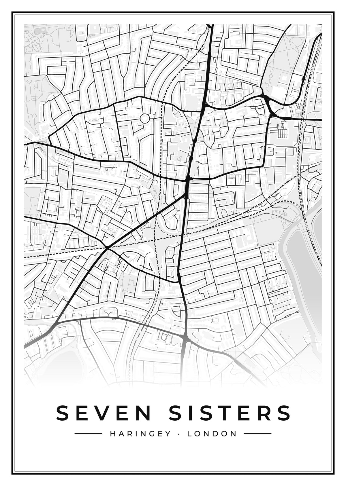 Street map poster of Seven Sisters, Haringey, London