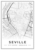 Street map poster of Seville city centre, Andalusia