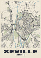 Street map poster of Seville, Andalusia