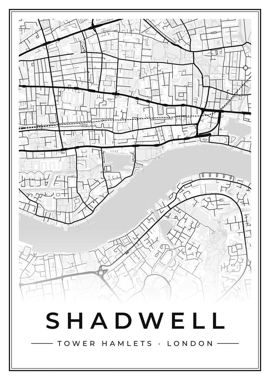Street map poster of Shadwell, Tower Hamlets, London