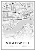 Street map poster of Shadwell, Tower Hamlets, London