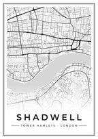 Street map poster of Shadwell, Tower Hamlets, London