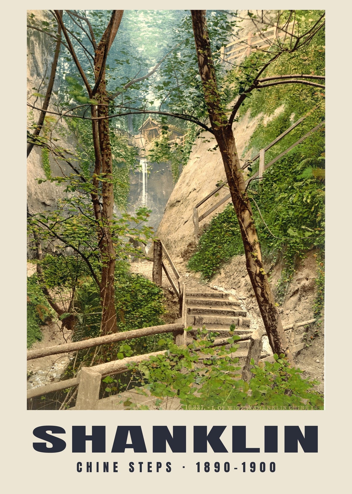 Chine Steps, Shanklin — Vintage photochrom print, 1890–1900