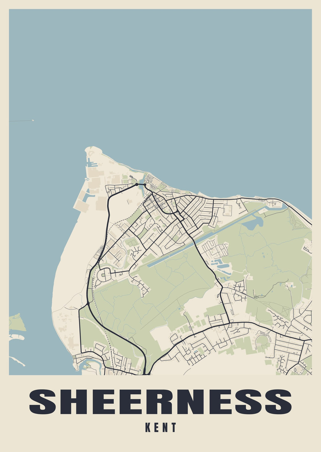 Street map poster of Sheerness, Kent