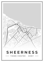Street map poster of Sheerness town centre, Kent