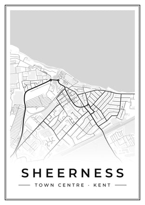 Sheerness Town Centre Street Map Poster
