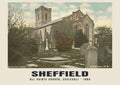 All Saints Church, Ecclesall, Sheffield — Historic photographic postcard print, 1904