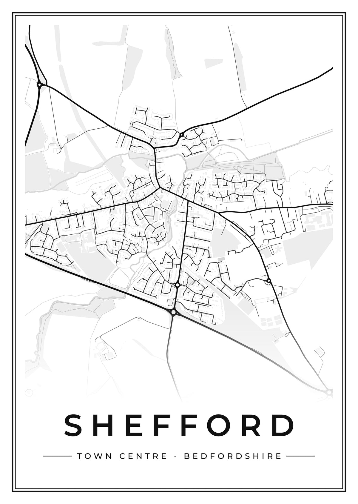 Street map poster of Shefford town centre, Bedfordshire