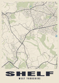 Street map poster of Shelf, West Yorkshire
