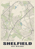 Street map poster of Shelfield, West Midlands