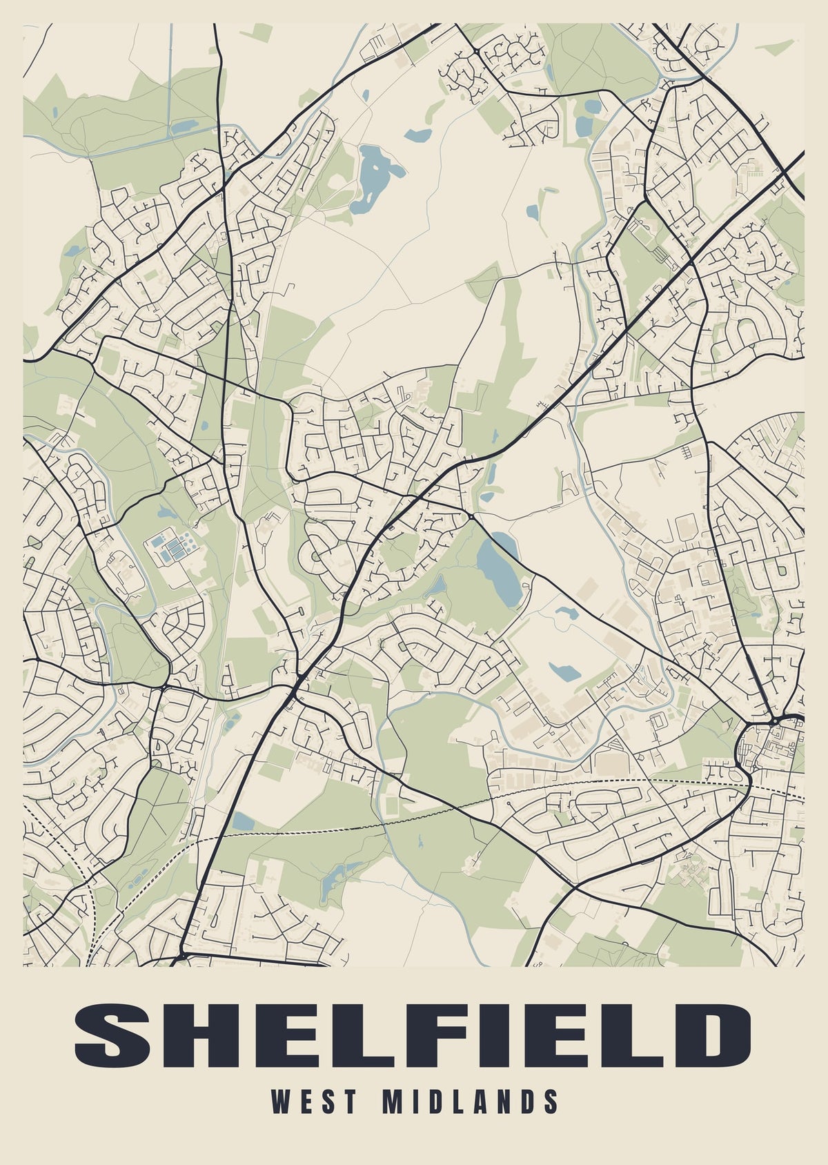 Street map poster of Shelfield, West Midlands