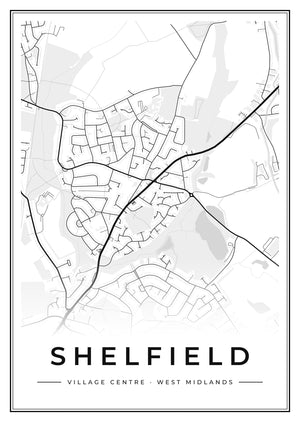 Shelfield Village Centre Street Map Poster