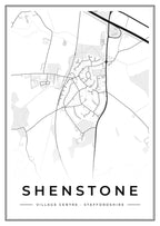 Street map poster of Shenstone village centre, Staffordshire
