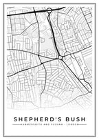 Street map poster of Shepherd's Bush, Hammersmith and Fulham, London