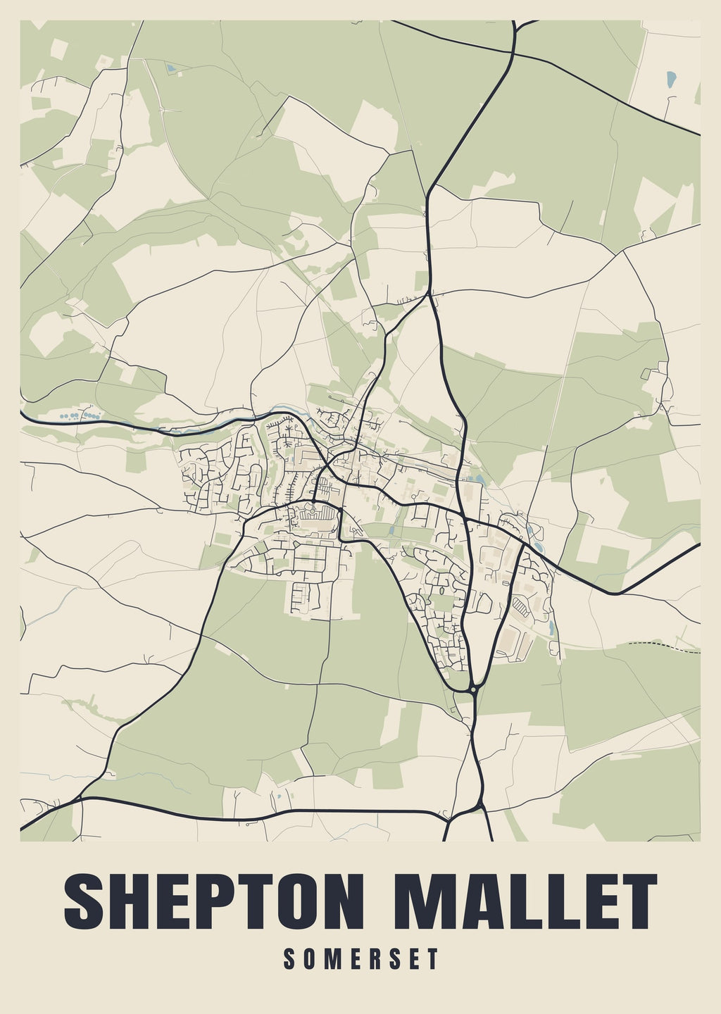 Street map poster of Shepton Mallet, Somerset