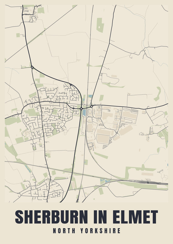 Sherburn in Elmet Street Map Poster