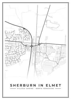 Sherburn in Elmet Village Centre Street Map Poster
