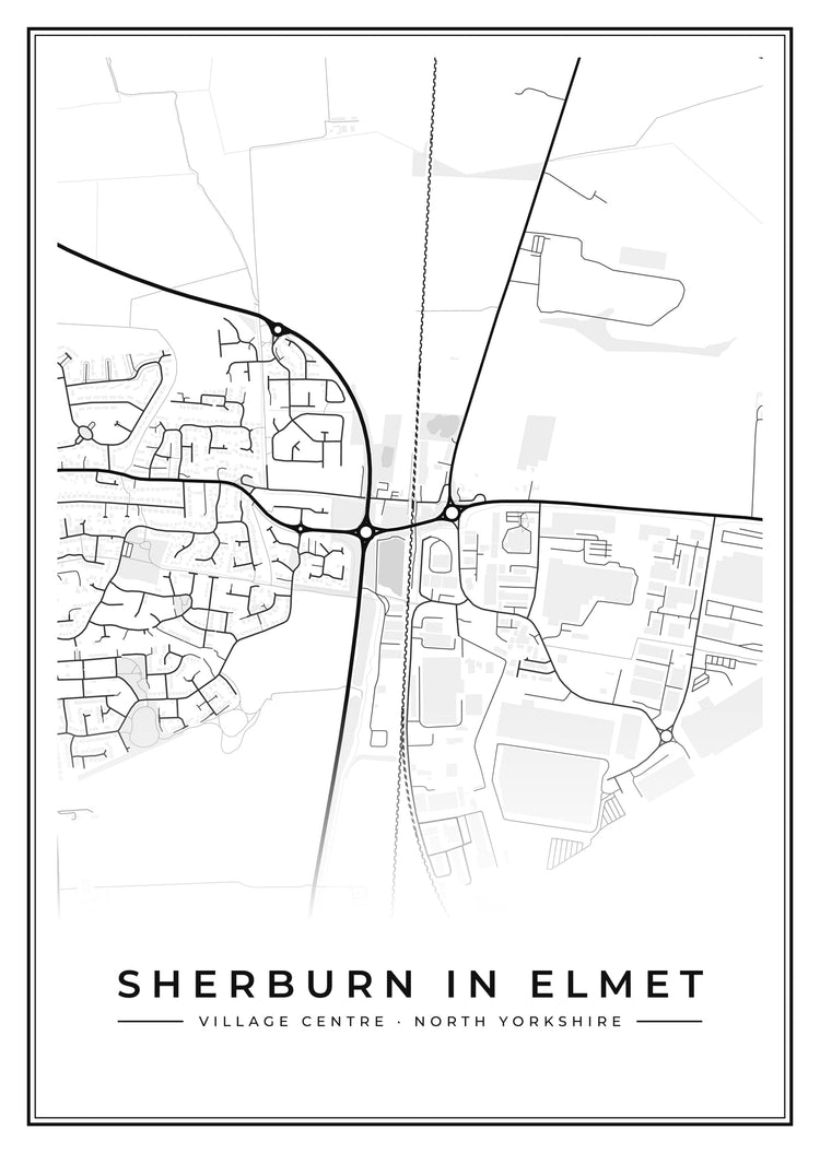 Sherburn in Elmet Village Centre Street Map Poster