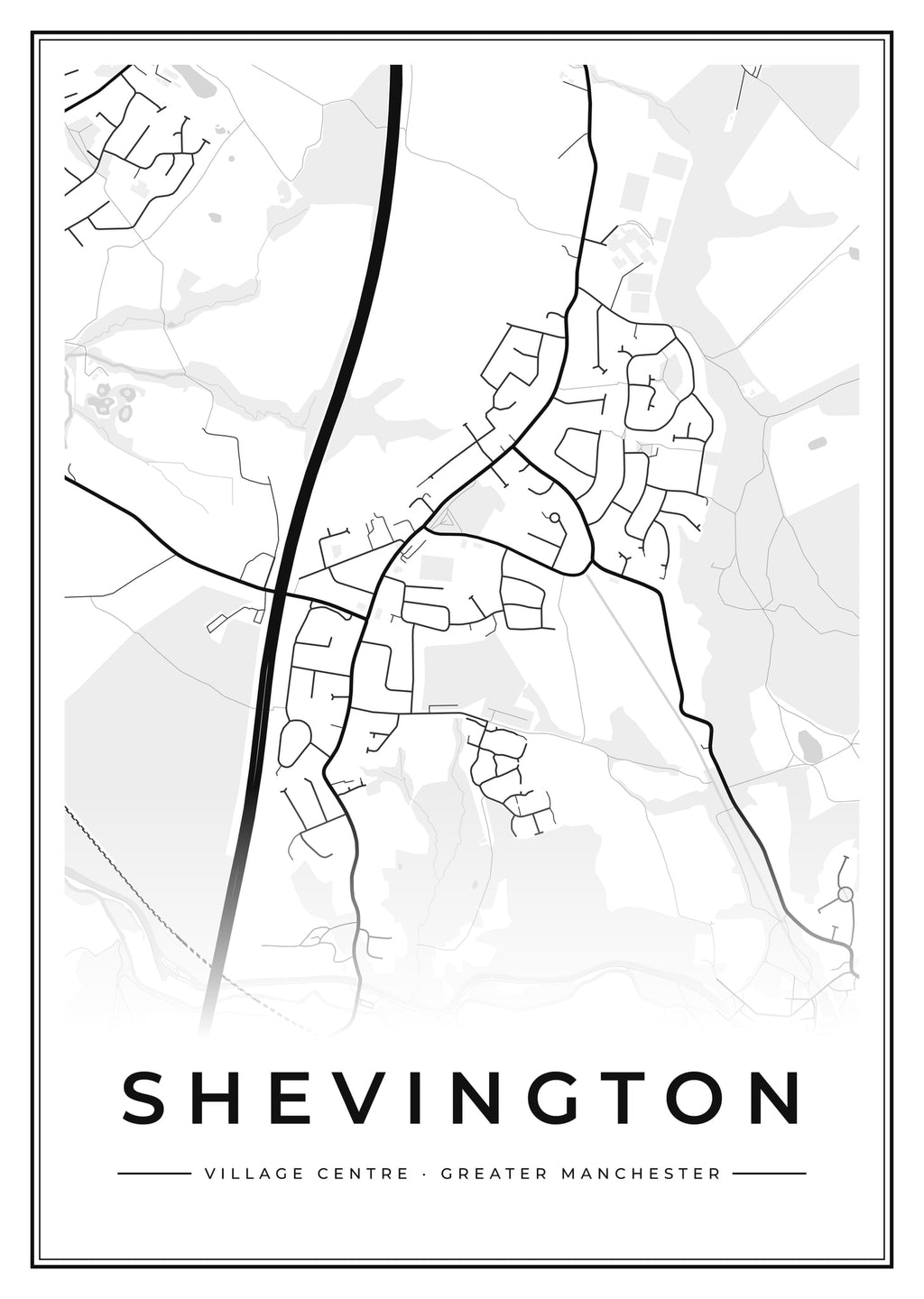 Street map poster of Shevington village centre, Greater Manchester