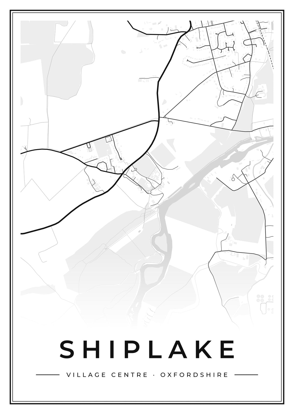 Street map poster of Shiplake village centre, Oxfordshire