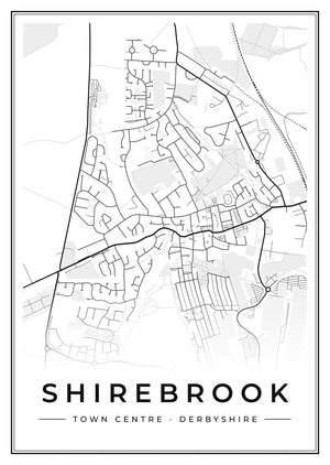 Shirebrook Town Centre Street Map Poster