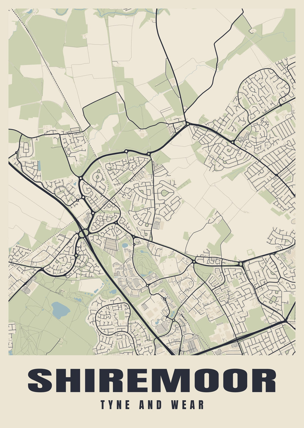 Street map poster of Shiremoor, Tyne and Wear