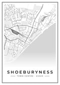 Street map poster of Shoeburyness town centre, Essex