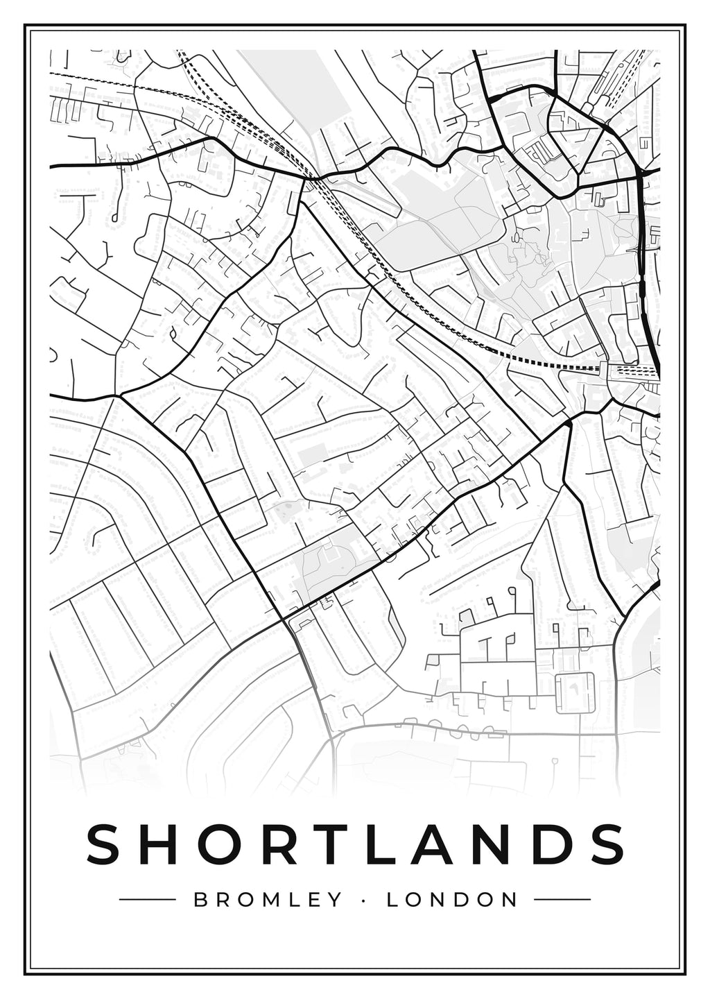 Street map poster of Shortlands, Bromley, London