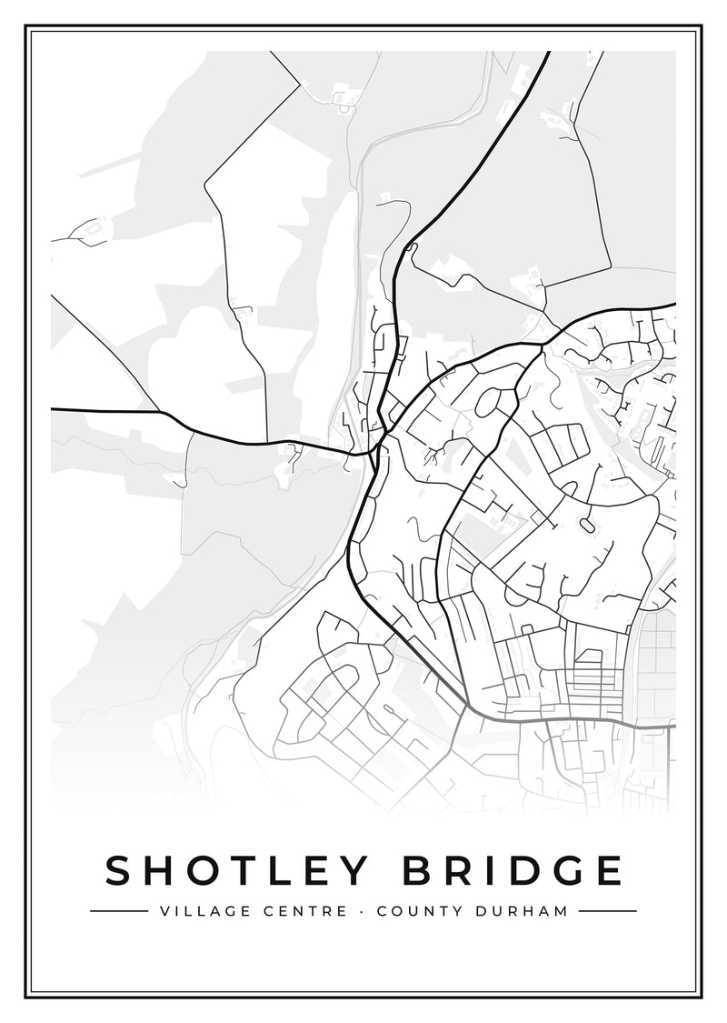 Shotley Bridge Village Centre Street Map Poster