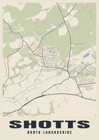 Street map poster of Shotts, North Lanarkshire